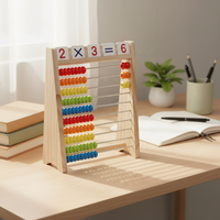 Ábaco de Madera Amarillo EMDA, Juguete Educativo de Matemáticas para la Escuela con Cuentas y Tabla de Cálculo para el Aprendizaje Infantil