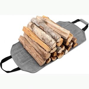 Free Sample Wood Carrying Handles Outdoor Heavy-Duty 16-Oz Waxed <b>Canvas</b> Firewood Log Carriers Tote <b>Bag</b> - Product Image 4