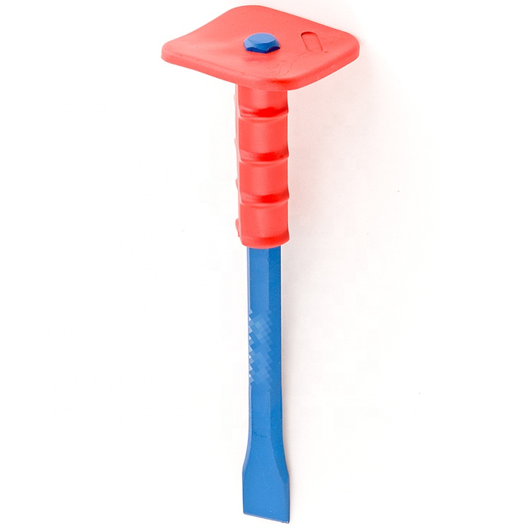 Шестигранная кованая точка с плоской головкой, ручка для защиты, каменное холодное долото с резиновой ручкой