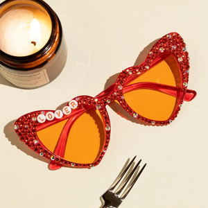 Lunettes de Soleil Personnalisées avec Cristaux, Accessoires Photo pour Femme, <span class=keywords><strong>Anniversaire</strong></span>, Célébrité, Concert, Tenue de Soleil - Product Image 4