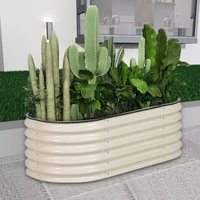 Kit de lit surélevé Boîtes surélevées pour jardinière galvanisée, grands lits de jardin surélevés ovales extérieurs en métal Légumes, lit de jardin surélevé
