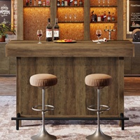 Table de bar de 57,48 pouces, table de pub industrielle de hauteur comptoir avec rangement à 2 niveaux, unité de bar rectangulaire pour la maison avec repose-pieds en métal