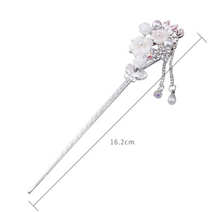 Accessoires de cheveux en perles de strass fleurs chinoises fourchettes à cheveux longues pampilles baguettes <span class=keywords><strong>chignon</strong></span> épingle à cheveux baguettes pour femmes - Product Image 3