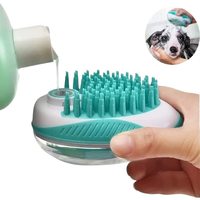 Brosse de douche de bain pour chien de compagnie en silicone stockée distributeur de toilettage propre en caoutchouc transparent avec fonction de massage de shampooing