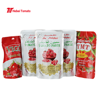 Pâte de tomate double concentrée 70g d'usine avec concentré 28-30% dans une sauce tomate à poche autoportante