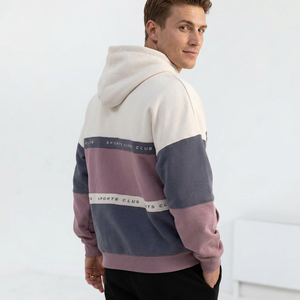เสื้อฮู้ดดี้ผู้ชายทรงโอเวอร์ไซส์ ผ้าฝ้าย 100% ปักลาย สปอร์ต ยิม สตรีทแวร์ คุณภาพสูง แบบมีฮู้ด สีบล็อก ผลิตตามสั่ง (OEM) - Product Image 2