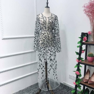 عباءة إسلامية فاخرة مطرزة، فستان كامل، كارديجان، كيمونو، رداء طويل مفرغ، جبة للشرق الأوسط، مناسبة للعيد ورمضان - Product Image 3