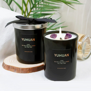 Bougies avec cristal <span class=keywords><strong>et</strong></span> pierres de guérison Bougies parfumées pour la méditation Coffret cadeau pour femmes Vente en gros - Product Image 1