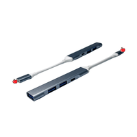 Docking Station Multiport 5 in 1 Tipe-C Plug and Play, USB3.0, Pengisian Cepat PD, Adaptor Pembagi USB Laptop