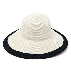 [Your Brand] Beige Black Trim Canvas Sun <b>Hat</b> Wide Brim UV Protection Foldable Image Style Outdoor <b>Hat</b> for Unisex - Product Image 6