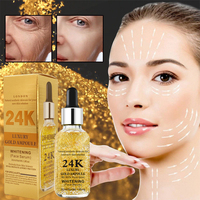 Sérum à la vitamine C anti-âge blanchissant biologique à l'or 24 carats avec niacinamide et acide hyaluronique, formule liquide pour le visage