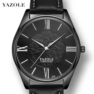 Yazole 376นาฬิกาข้อมือผู้ชายสุดหรูพร้อมสายหนัง PU กล่องนาฬิกา OEM