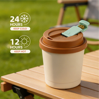 Tasse à café thermique compacte 280 ml de qualité supérieure en acier inoxydable 18/8 à double paroi isolée sous vide avec couvercle anti-déversement à clapet