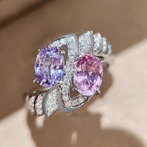 Anillo de Morganita A181, Plata 925, Corte Ovalado, Engaste Pavé, Anillos de Compromiso con Piedras Preciosas para Mujer - Product Image 4