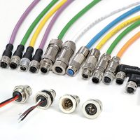 Connecteurs Linconn M12 à prise coudée 2-12 broches 90 degrés en cuivre pour montage sur panneau métallique automobile PCB Mâle Femelle 220V 4A