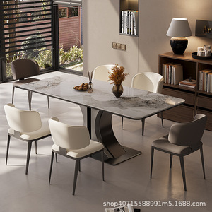 <span class=keywords><strong>Mesa</strong></span> de Comedor Rectangular de Estilo Italiano Moderno, de Lujo Ligero, <span class=keywords><strong>con</strong></span> Superficie de Piedra Artificial y Estructura Metálica, para Apartamentos Pequeños, Novedad 2025 - Product Image 4