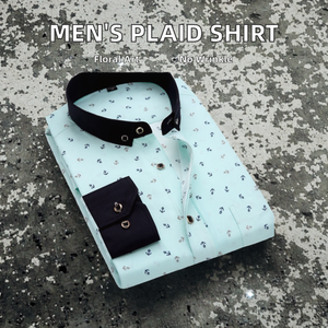 Chemise décontractée à manches longues pour homme en satin de haute qualité, motif écossais et floral, style vintage, idéale pour le travail et les occasions professionnelles, collection printemps - Product Image 2