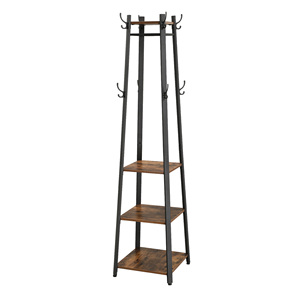 Perchero de Tres Niveles, Estilo Industrial, Color Marrón Rústico y Negro Acero, Duradero, Multifuncional, con Ganchos para Almacenamiento, para Sala de Estar - Product Image 1