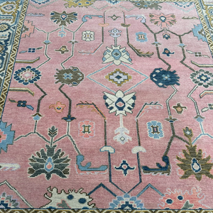 Tapis brodé antidérapant de couleur rose moderne à prix d'usine pour tapis et ensembles de salon de fournisseur indien - Product Image 2