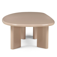 Table basse en MDF style crème nordique, irrégulière, haute brillance, facile à nettoyer, coins arrondis sécurisés, idéale pour les salons et les bureaux