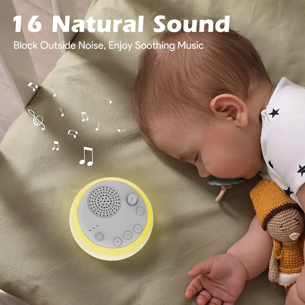 Máquina de sonido para dormir con ruido blanco caliente 2024 y luz nocturna con 16 sonidos naturales relajantes, máquinas portátiles de sonido para dormir para bebé