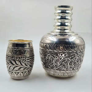 Vase à fleurs artisanal en argent 925 Kalash Silver House, 13 pouces, 1185 grammes, décoration traditionnelle pour la maison et cadeau de mariage - Product Image 1