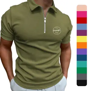 NY2023 Cor Sólida Em Branco Popular Poliéster Polo T Shirt Quick Dry Manga Curta Golf Camisas Polo dos homens Logotipo Bordado Personalizado