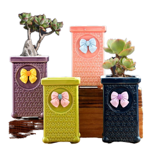 Ensemble de pots à succulentes créatifs peints à la main en forme de lapin, pot de fleurs en céramique émaillée Zakka, pot de fleurs mignon en forme d'animal de dessin animé pour la maison et le <span class=keywords><strong>jardin</strong></span> - Product Image 1