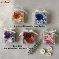 Cadeau Lovebay pour la Saint-Valentin et la fête des mères, roses éternelles dans un coffret cadeau carré, fleurs séchées, rose préservée, flacon de parfum