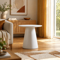 Table basse ronde moderne en micro-ciment, table à thé en MDF de qualité E2, table d'appoint minimaliste de style nordique pour salon