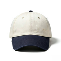 Casquettes de baseball en gros, style vintage délavé, bicolore crème et marine, 6 panneaux, broderie personnalisée, unisexe, pour le sport