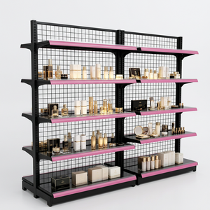 ชั้นวางสินค้าโลหะแบบหนา 5 ชั้น ปรับระดับได้ สำหรับร้านค้าปลีก พร้อมแผงด้านหลัง - Product Image 1