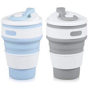 Eco Friendly BPA Free Portable Silicone Foldable <b>Reusable</b> Travel Mug <b>with</b> <b>Lid</b> & Straw Leak-Proof Dishwasher & Microwave Safe - Product Image 1