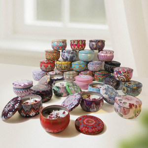 เทียนหอมกลิ่นดอกไม้จากขี้ผึ้งถั่วเหลืองธรรมชาติ <span class=keywords><strong>ขาย</strong></span>ส่งราคาพิเศษ ชุดของขวัญสุดหรูในกระป๋องโลหะ กลิ่นหอมสำหรับบ้าน เทียนอโรมาเธอราพี - Product Image 2