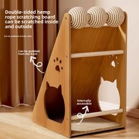 Jouet pour chat multifonctionnel, griffoir triangulaire, poteau à griffer en corde de jute, résistant à l'usure, sans perte de fibres, sisal vertical