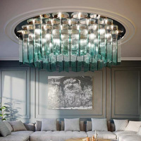 Lustre long en cristal haut de gamme de style italien, sur mesure, à hauteur réglable, pour villa, salon, hall d'entrée, table de présentation