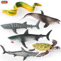 yxs Ensemble de jouets transfrontaliers de modèles d'animaux marins solides et réalistes (Requin, Tortue, Morue, Dauphin, Baleine)