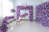 Panneau de fond floral violet lavande L05, rideau enroulable, tapis mural de fleurs artificielles en soie rose lilas pour décoration de mariage