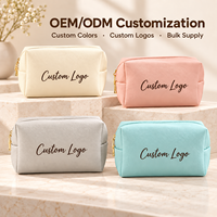 Sac de voyage pour maquillage personnalisé avec logo, en PU beige, grand format, résistant à l'eau, écologique, à la mode, avec fermeture éclair, portable, léger et durable