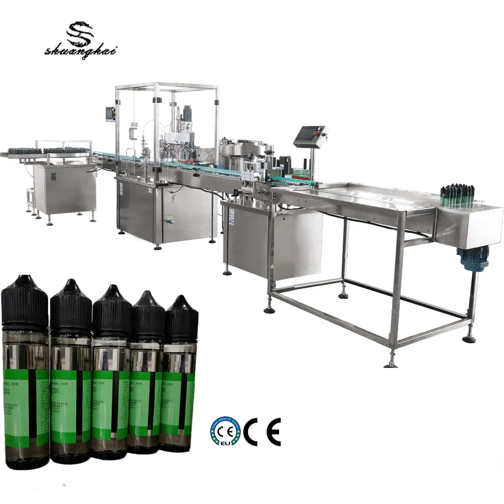 Customized 2000 BPH 10ml Vegetable Glycerin Essential Oil Bottle Automatic Capping Filling Machine Line