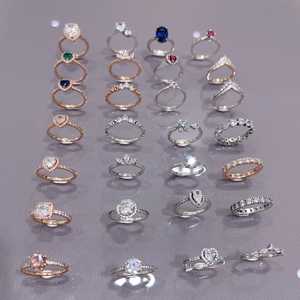 Bague en argent sterling S925 avec design plaqué or étoile, pierre en zircon, soleil et lune, cadeau de mariage pour petite amie - Product Image 2