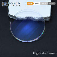 Lentilles Optiques du Fabricant 1.67 Anti-Lumière Bleue Photochromiques SHMC Lentilles Optiques en Stock MR-7 Diamètre 75mm Lentille Optique Anti-Rayons Bleus