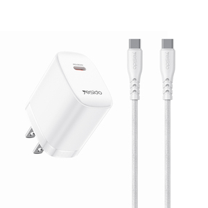 Cargador Rápido Yesido PD de <span class=keywords><strong>20W</strong></span> con Puerto USB-C, Resistente al Fuego, Estándar Estadounidense, con Cable C-C de 1M, YC18U - Product Image 1
