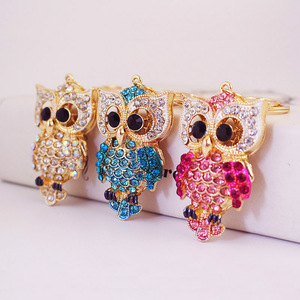 Fashion Keychain Pendant Animal Owl Keychain Alloy Rhinestone Car Key Ring Decoration Pendant Key Chain Men and Women