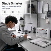 Kylendar Calendrier intelligent en papier électronique acrylique de 7,5 pouces avec WiFi, planificateur de bureau, horaire personnalisé, météo et horloge mondiale pour la maison et le bureau