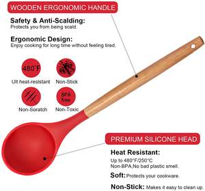 Eco-Friendly 12 Pcs Resistente Ao Calor Utensílios De Cozinha Conjunto De Utensílios De Cozinha De Silicone Com Alça De Madeira - Product Image 2