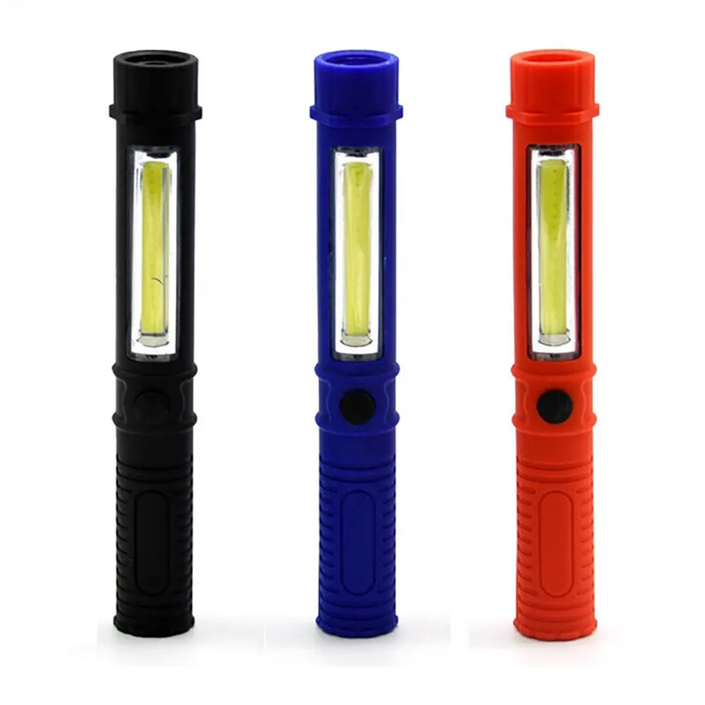 乾電池xpe cob ledペンクリップ作業灯ヘッドライトスマートcob磁気小型作業懐中電灯クリップ付き