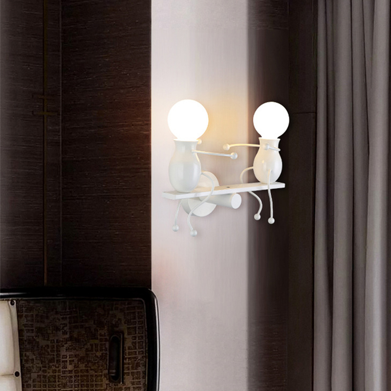 BLUEKING wholesale Art Antique Nordic Vintage Black Iron indoor Wall sconces light  E27 Bulb Simple bedroom lamp