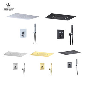 DipsinDi - Juego de Ducha Empotrado de Lujo, Rectangular, de Acero Inoxidable, con Lluvia y Masaje, Control de Temperatura, Montado en la Pared, para Baño - Product Image 1