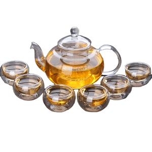Bộ Ấm Trà Thủy Tinh Borosilicate Cao Với Ấm Trà Infuser Trà & Lá Cà Phê Thảo Mộc 6 Ly - Product Image 1